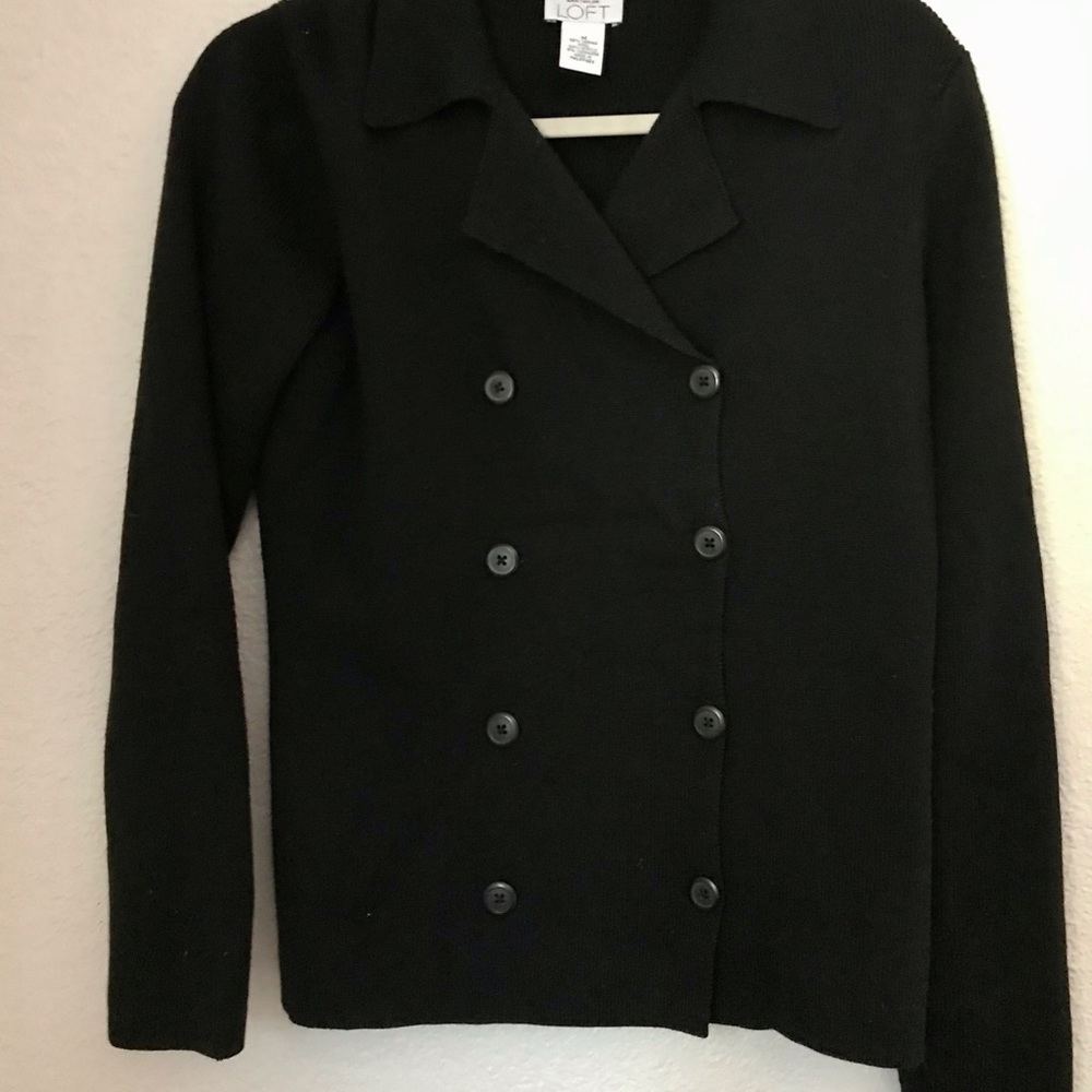 Womens M Black Sweater Shirt/Jacket by Ann Taylor